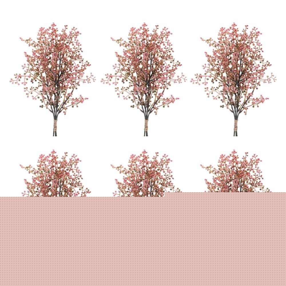 Set of Six 8" Pink And Green Artificial