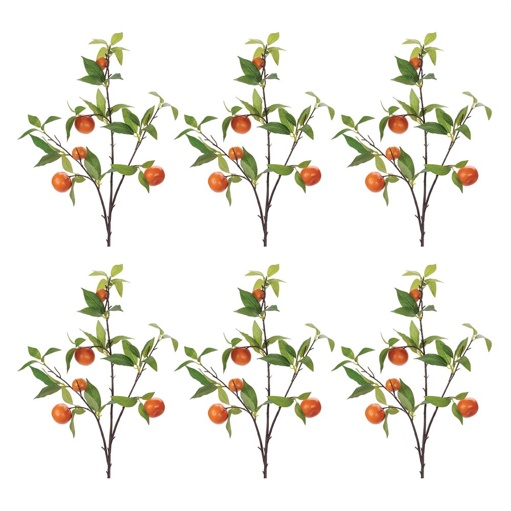 Set of Six 34" Orange Green And Brown Artificial