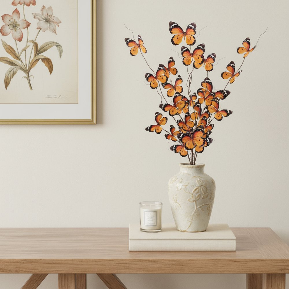 Set of four 4" Orange Artificial Plant in a No