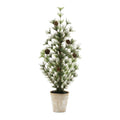 10" Green And Brown Artificial Pine In Round Brown Metal Pot