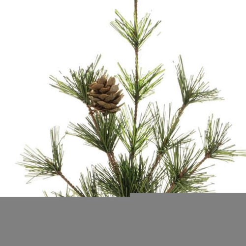 10" Green And Brown Artificial Pine In Round Brown Metal Pot