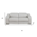 76" Light Gray and Silver Italian Leather Power Reclining Loveseat
