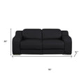 76" Black and Silver Italian Leather Power Reclining Loveseat