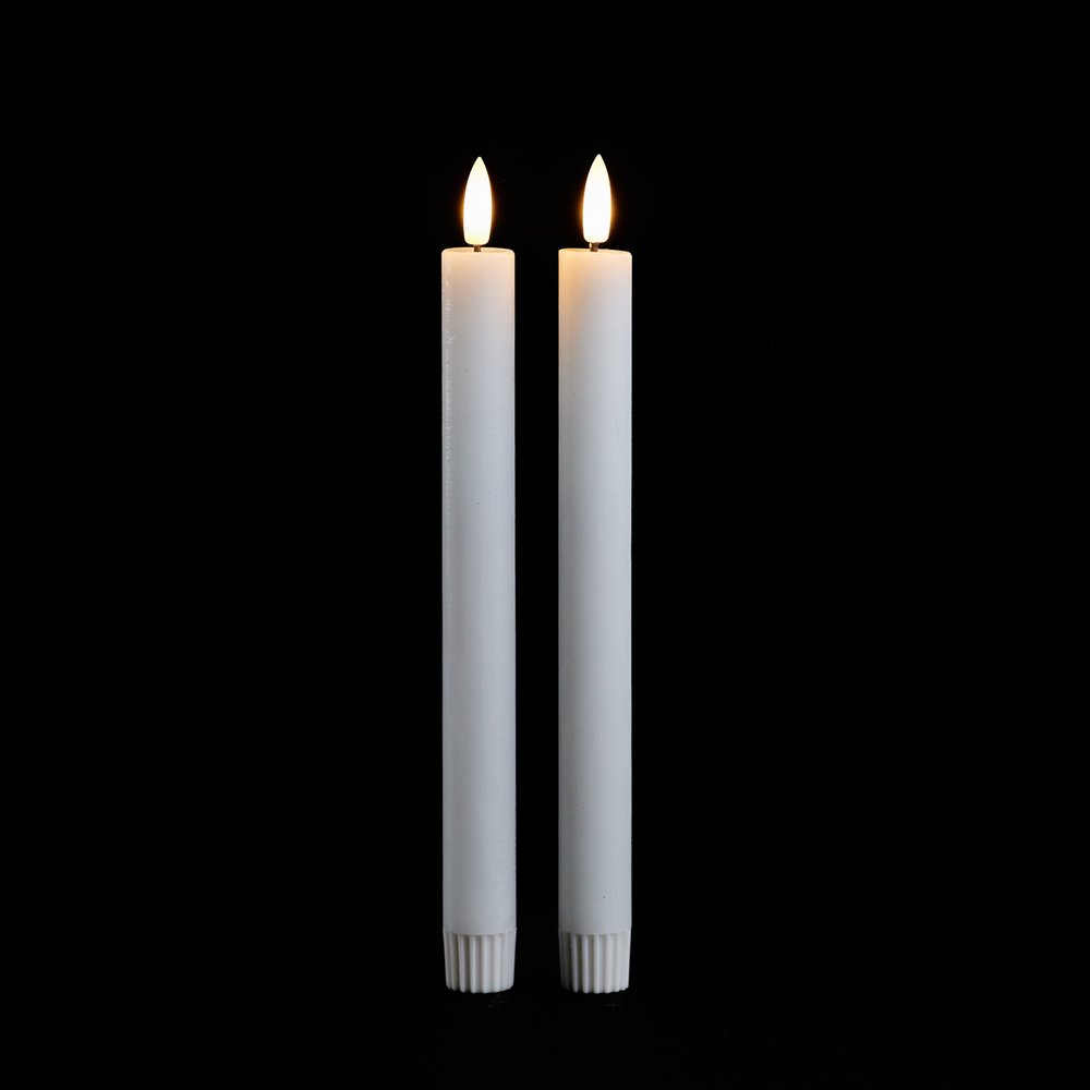 Set of Two White Unscented Candle Flameless Taper Candles