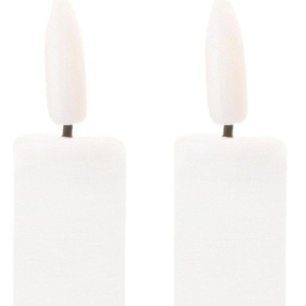 Set of Two White Unscented Candle Flameless Taper Candles