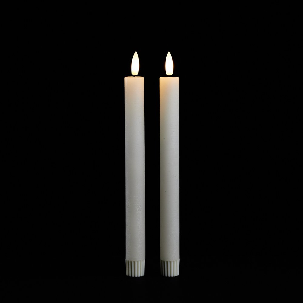 Set of Two Ivory Unscented Candle Flameless Taper Candles
