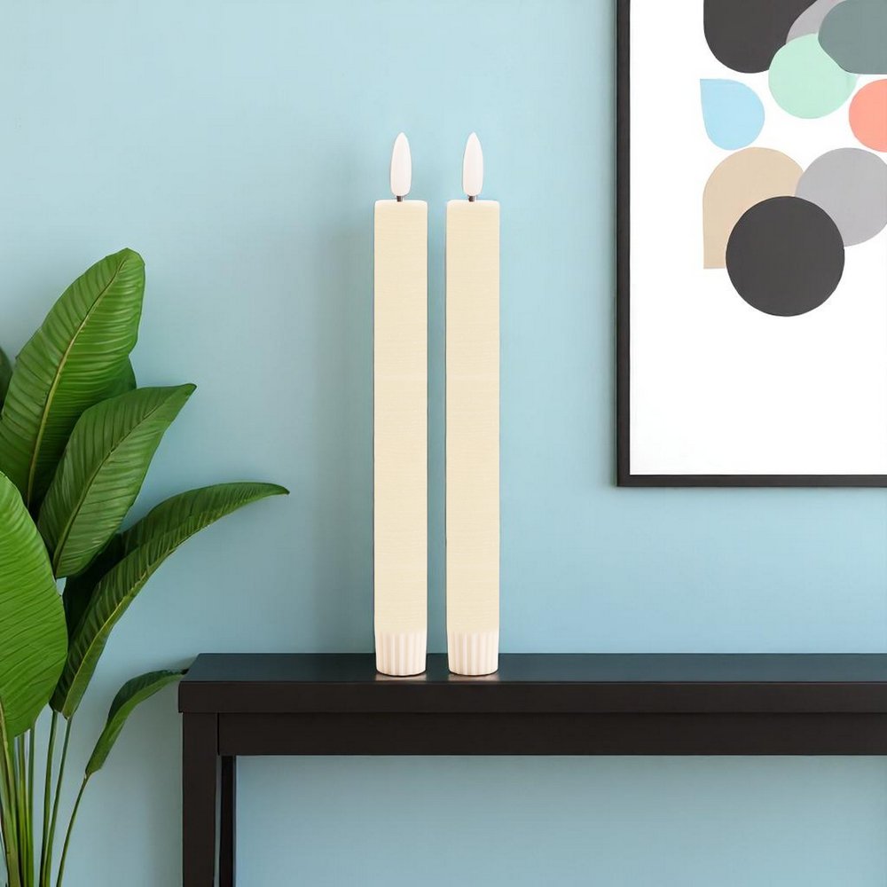 Set of Two Ivory Unscented Candle Flameless Taper Candles