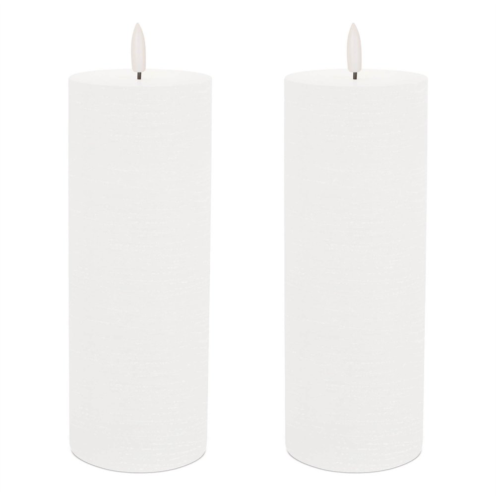 Set of Two White Unscented Candle Flameless Pillar Candles