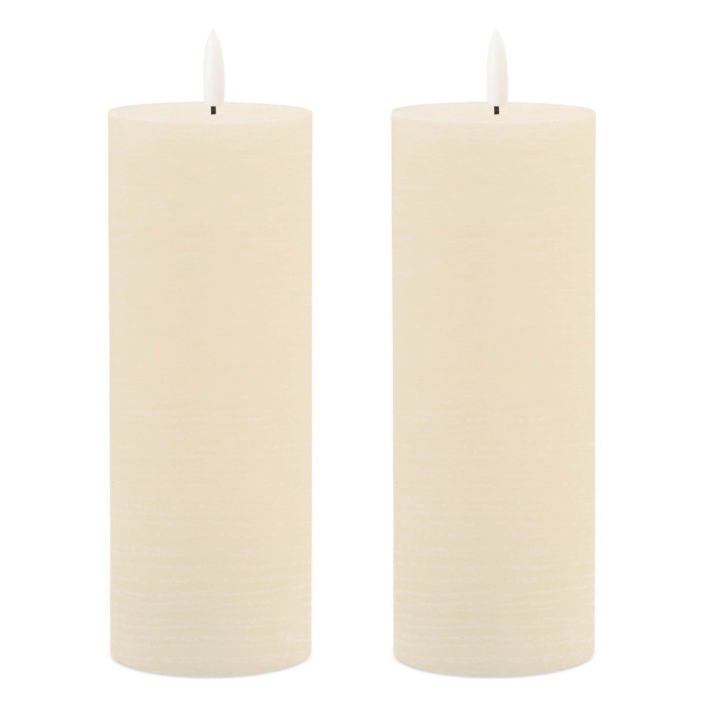 Set of Two Ivory Unscented Candle Flameless Pillar Candles