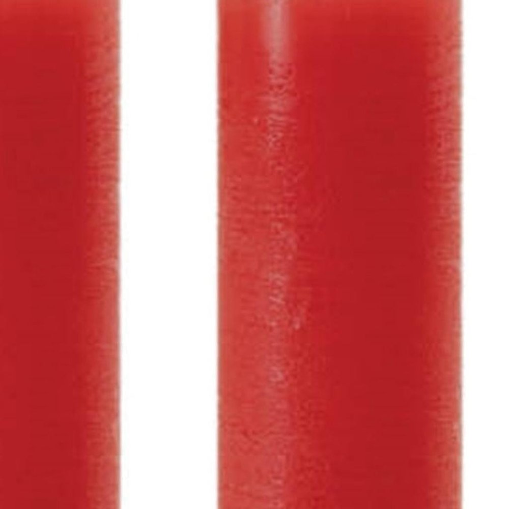 Set of Two Red Unscented Flameless Candle Taper Candles