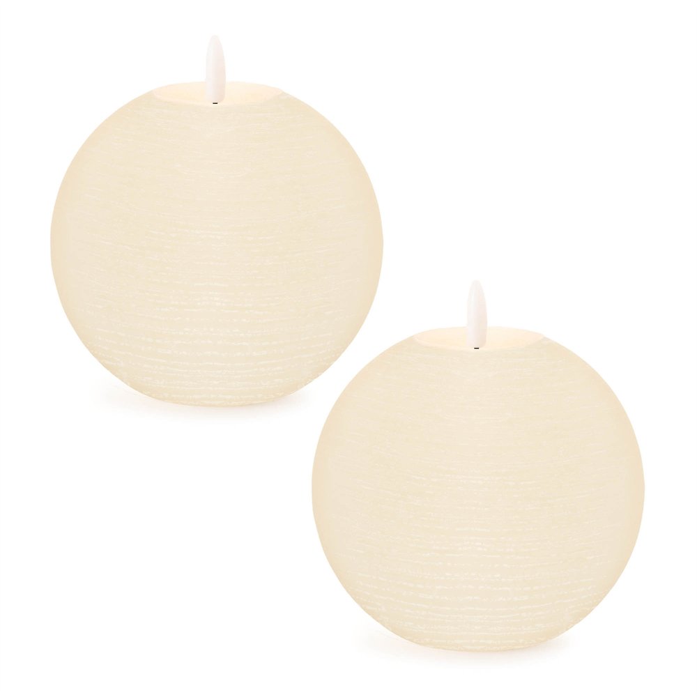 Set of Two Ivory Unscented Candle Flameless Designer Candles