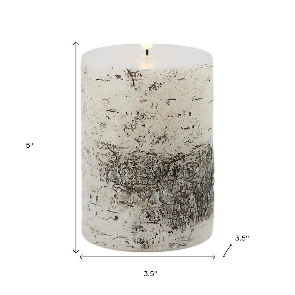 Set of Two Brown And Beige Unscented Flameless Candle Pillar Candles