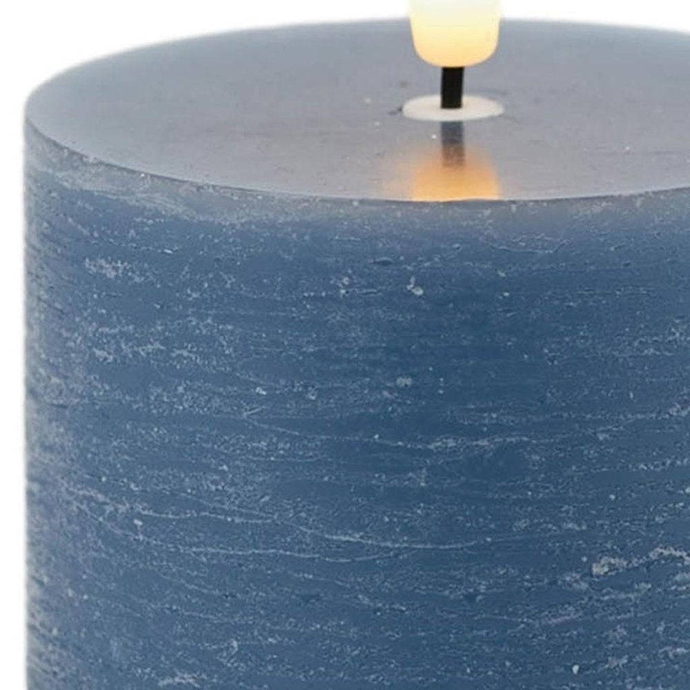 Set of Two Blue Unscented Candle Flameless Pillar Candles