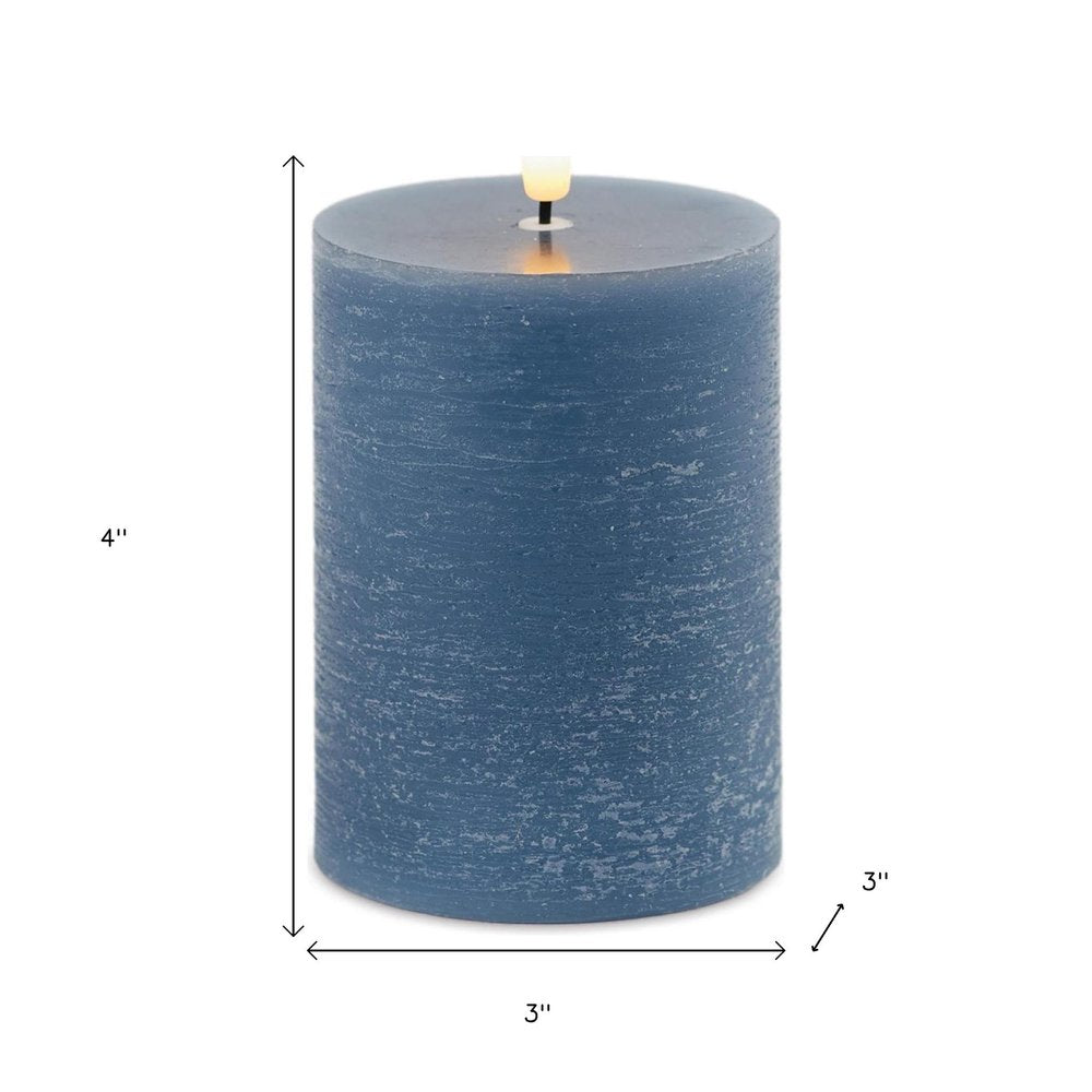 Set of Two Blue Unscented Candle Flameless Pillar Candles
