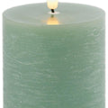 Set of Two Green Unscented Candle Flameless Pillar Candles