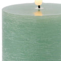Set of Two Green Unscented Candle Flameless Pillar Candles