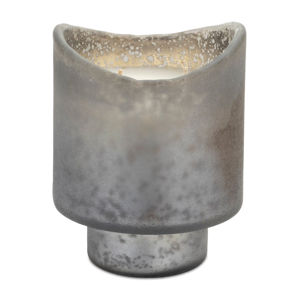 Set of Two White Currant Scented Two Wick Candles In Frosted Glass Holders