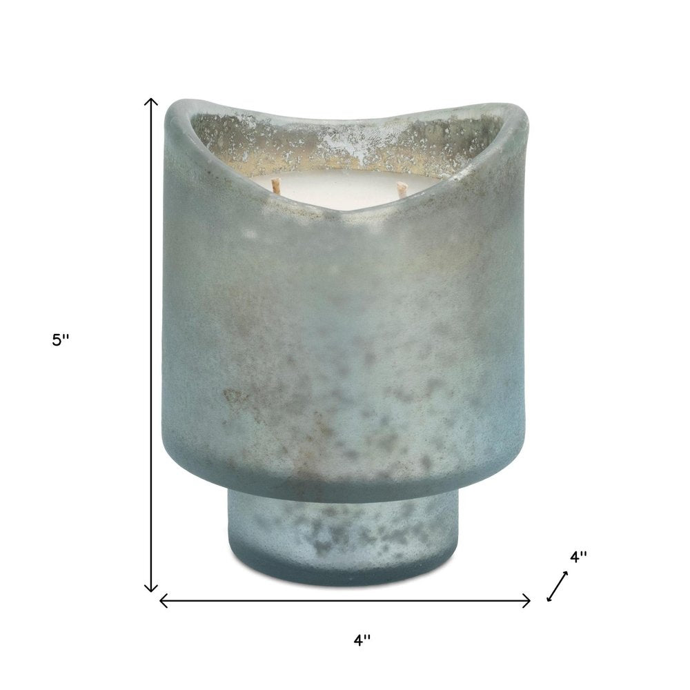 Set of Two White Currant Scented Two Wick Candles In Frosted Glass Holders