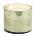 4" White Scented Two Wick Candle In Green Distressed Frosted Glass Holder