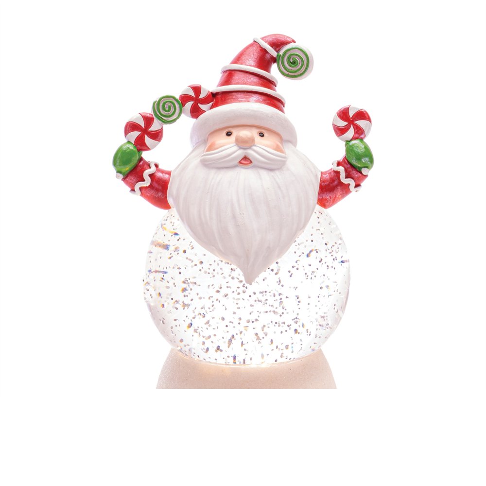 Set of Two White Green And Red Plastic Christmas Santa Tabletop Sculpture with LED