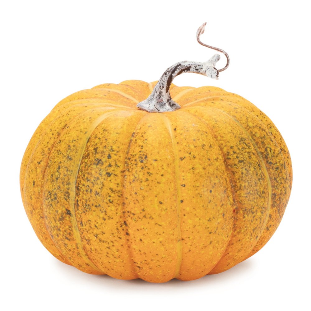 Set of Two Orange And Green Plastic Pumpkin Thanksgiving Pumpkin Tabletop Sculpture