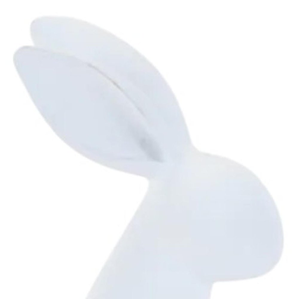 Set of Two White Polyresin Rabbit Figurines