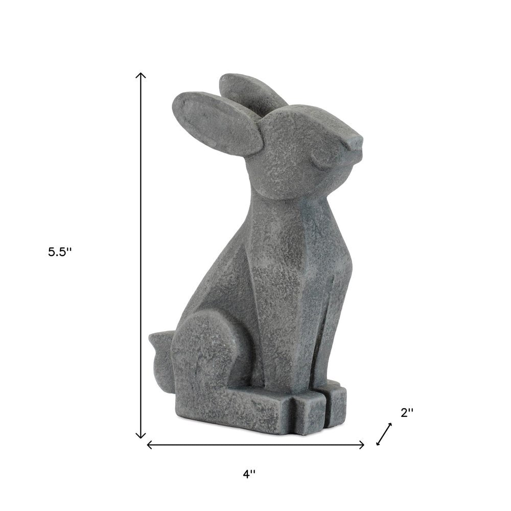 Set of Two Gray Polyresin Rabbit Figurine