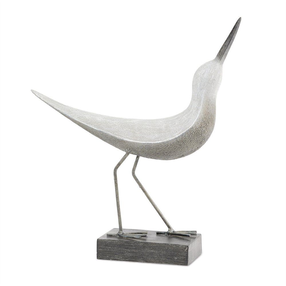 Set of Two White Polyresin Bird Figurine