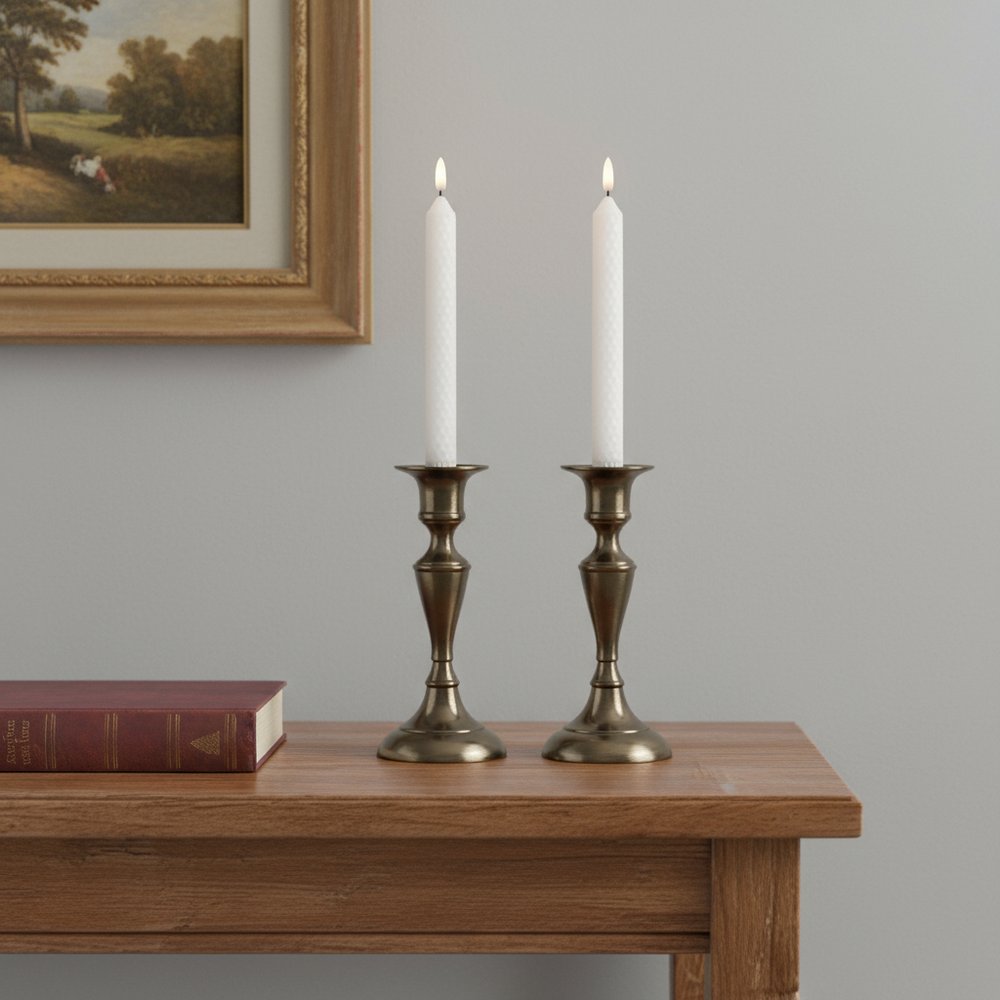 Set of Two White Unscented Candle Flameless Taper Candles
