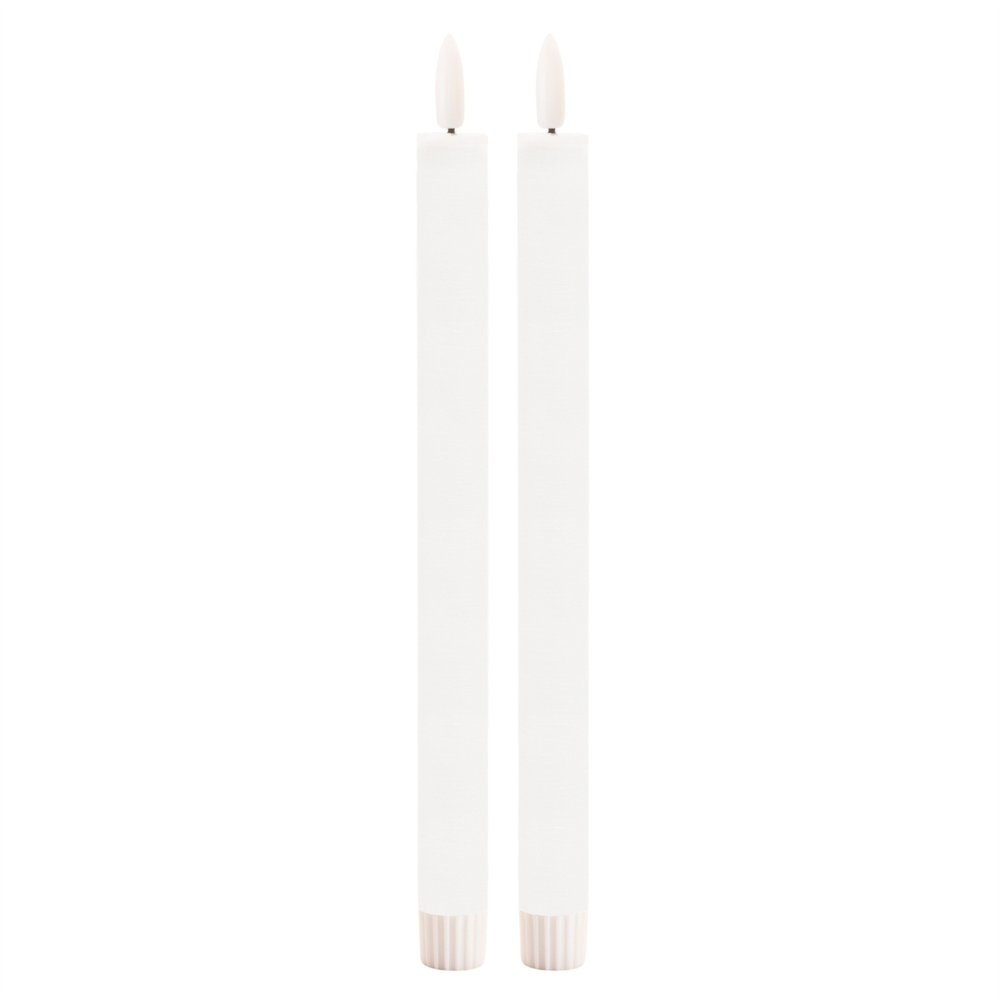 Set of Two White Unscented Flameless Candle Taper Candles