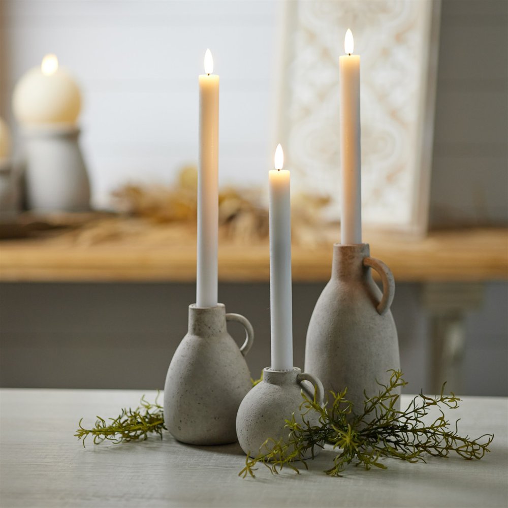 Set of Two White Unscented Flameless Candle Taper Candles