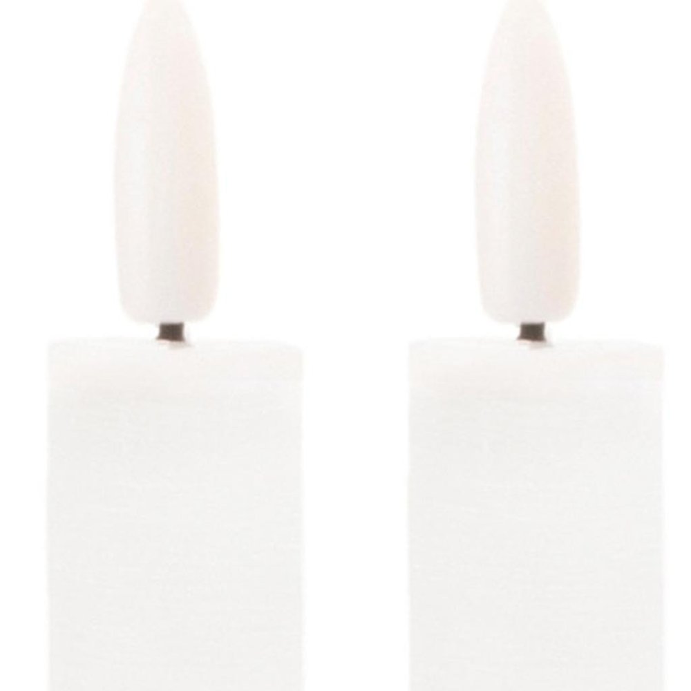 Set of Two White Unscented Flameless Candle Taper Candles