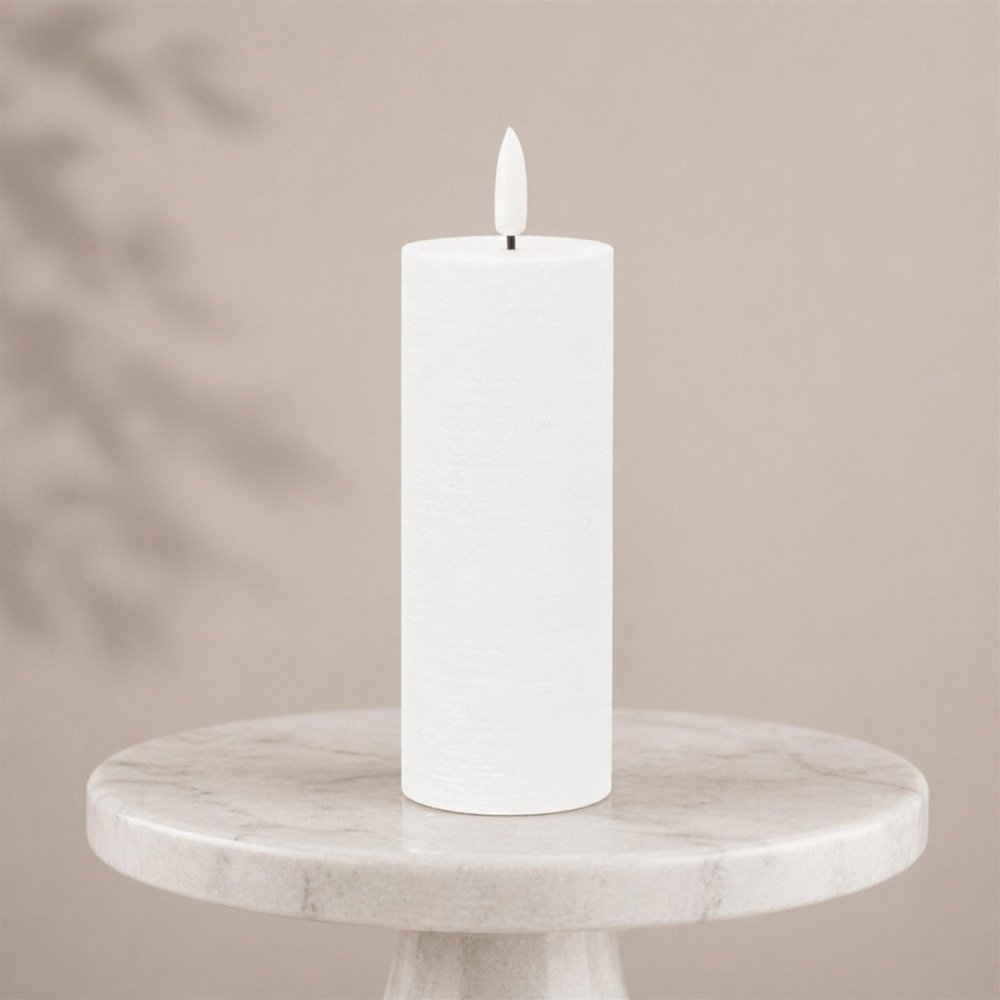 Set of Four White Unscented Candle Flameless Pillar Candles