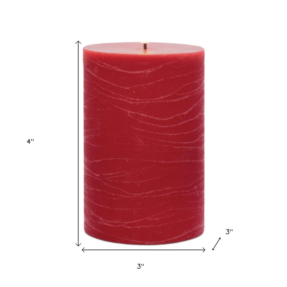 Set of Two Red Unscented Candle Flameless Pillar Candles