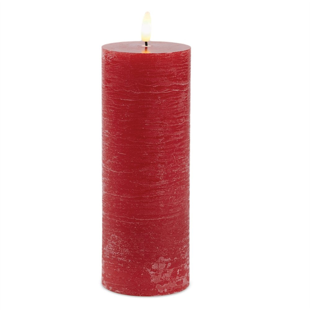 Set of Two Red Unscented Candle Flameless Pillar Candles