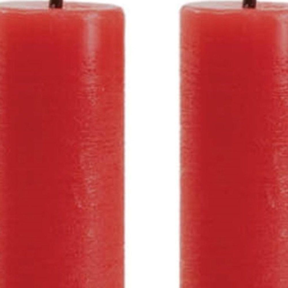 Set of Two Red Unscented Candle Flameless Taper Candles