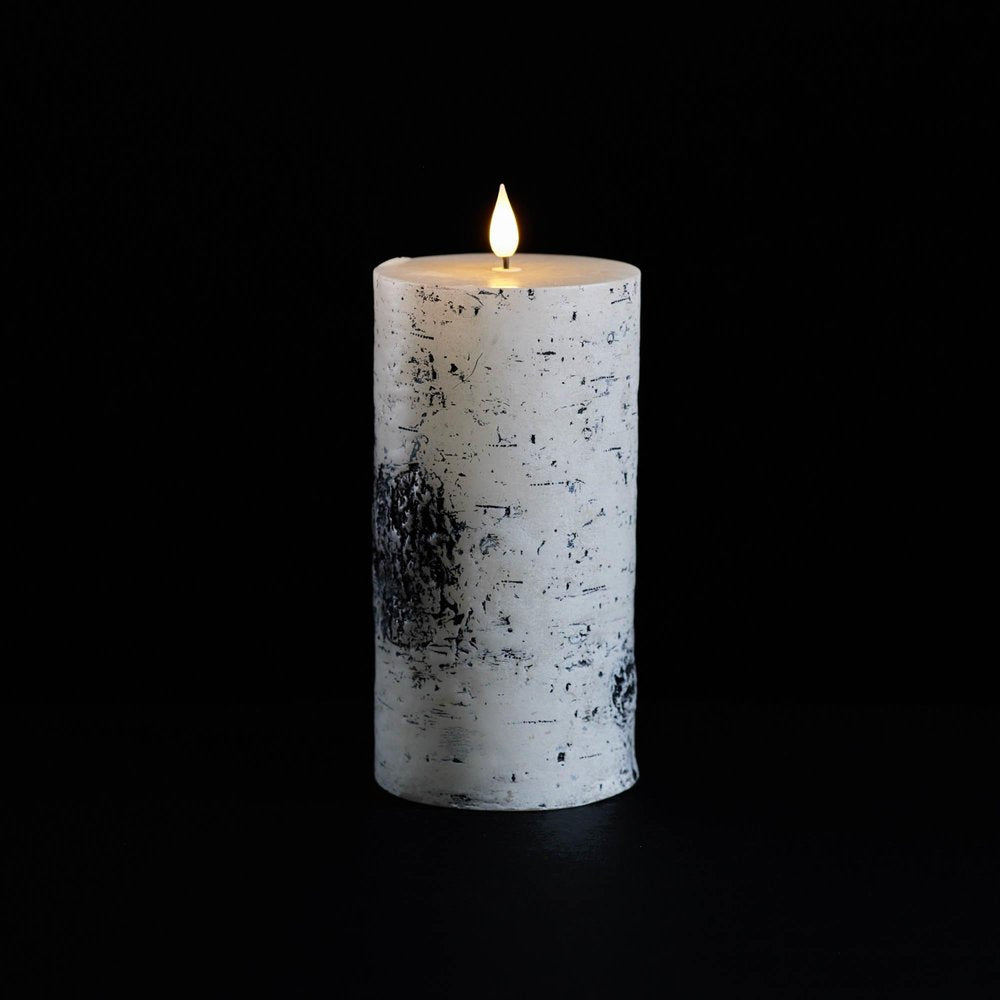 Set of Two Brown And Off White Unscented Candle Flameless Pillar Candles