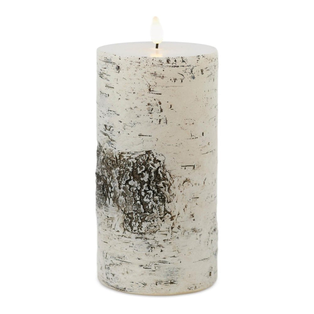 Set of Two Brown And Off White Unscented Candle Flameless Pillar Candles