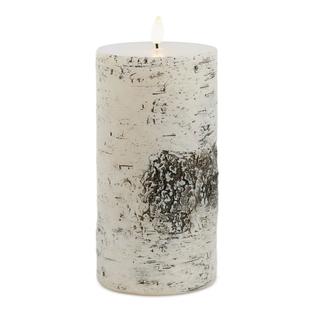 Set of Two Brown And Off White Unscented Candle Flameless Pillar Candles