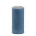 Set of Two Blue Unscented Flameless Candle Pillar Candles