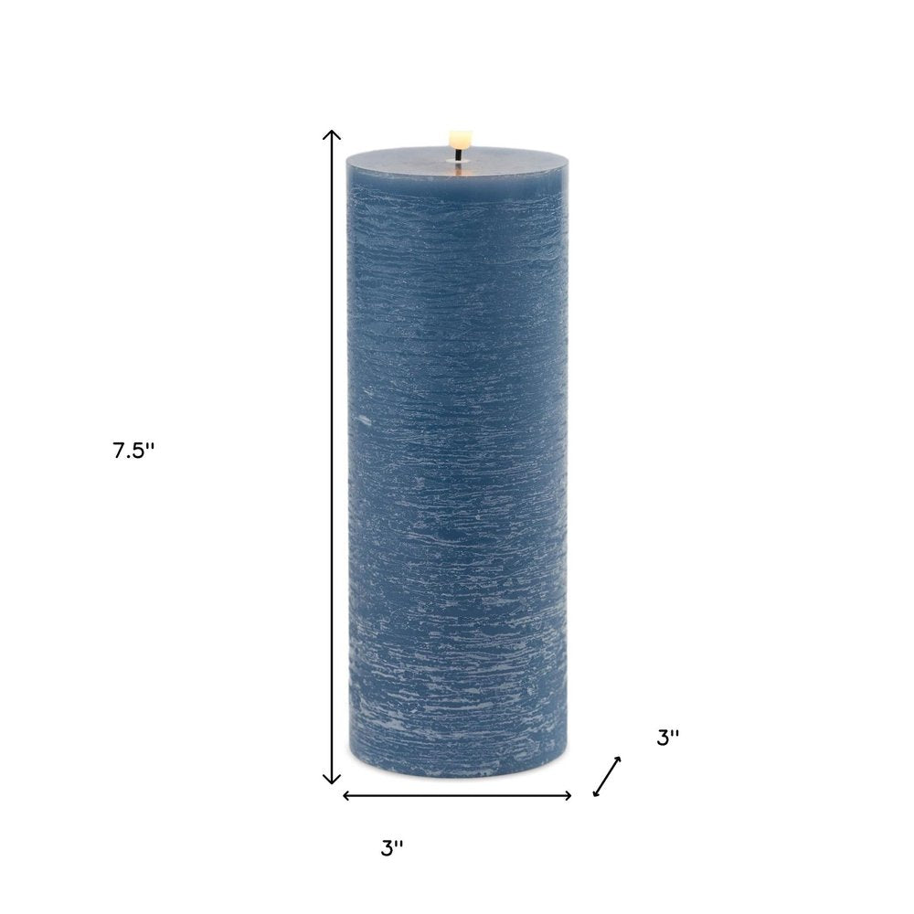 Set of Two Blue Unscented Candle Flameless Pillar Candles