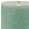 Set of Two Green Unscented Candle Flameless Pillar Candles