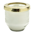 4" White Currant Scented Two Wick Candle In Clear And Gold Glass Holder