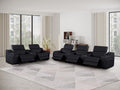Two Piece Black Leather Five Person Seating Set