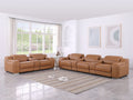 Two Piece Chestnut Leather Five Person Seating Set