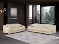 Two Piece Beige Leather Four Person Seating Set