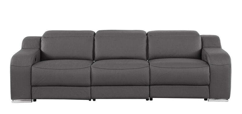 Three Piece Dark Gray Leather Six Person Seating Set