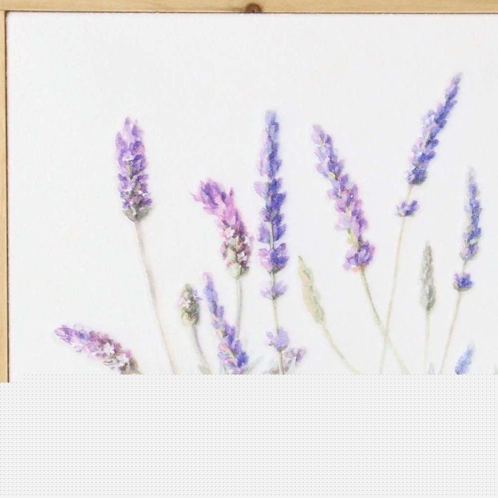 16" X 26" Natural White And Lavender Floral Wood Framed Art