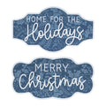 Set of Two Blue And White Christmas Home For The Holidays Wood Wall Decor