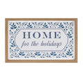 10" X 19" Blue And White Home For The Holidays Wood Framed Art